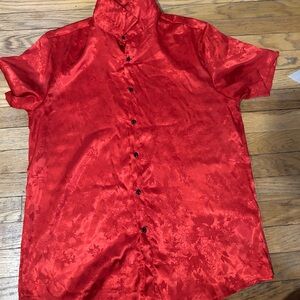 Men's Red Casual Button Down Shirt